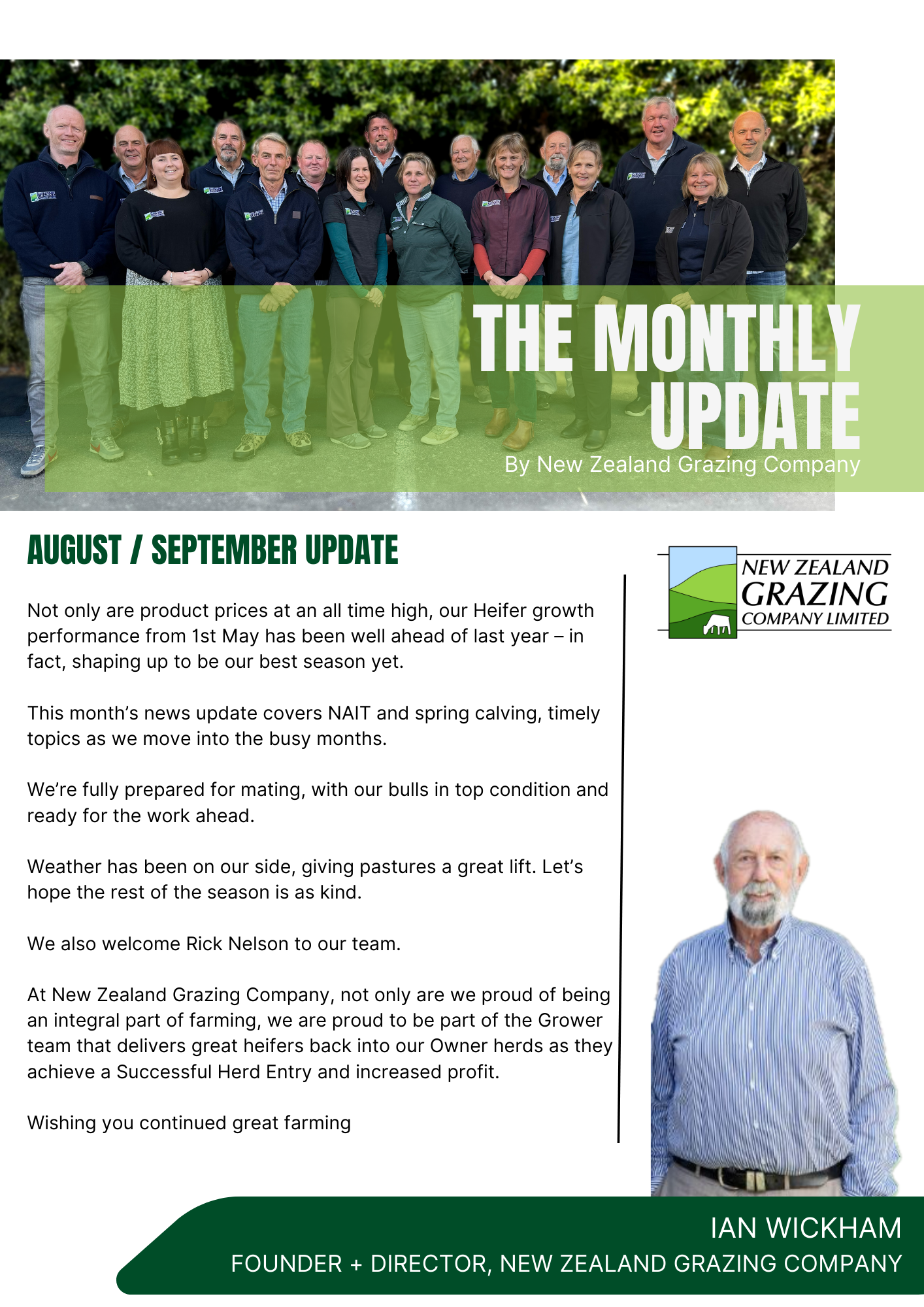 August Newsletter Team McIndoe